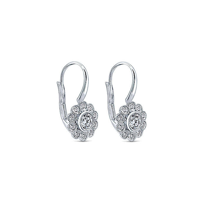14k White Gold Diamond Drop Earrings