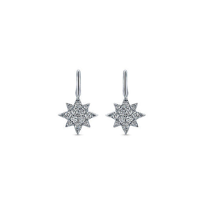 14k White Gold Diamond Drop Earrings