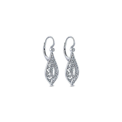 14k White Gold Diamond Drop Earrings