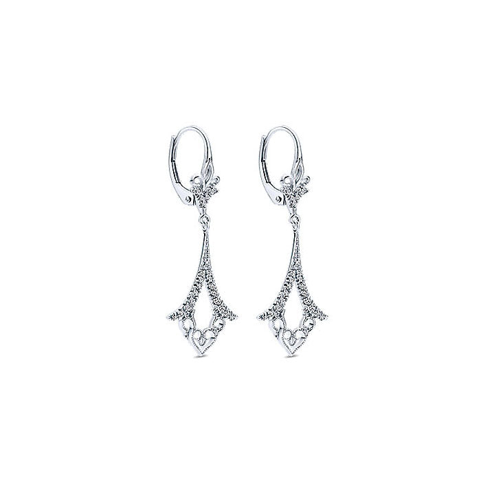 14k White Gold Diamond Drop Earrings