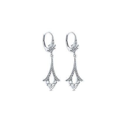 14k White Gold Diamond Drop Earrings