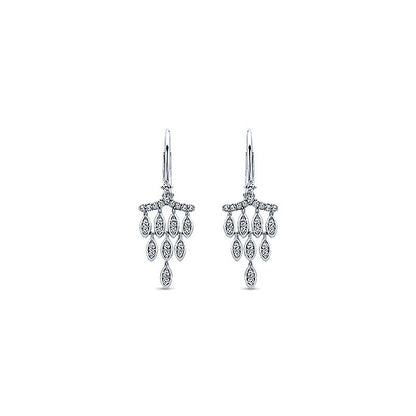 14k White Gold Diamond Drop Earrings