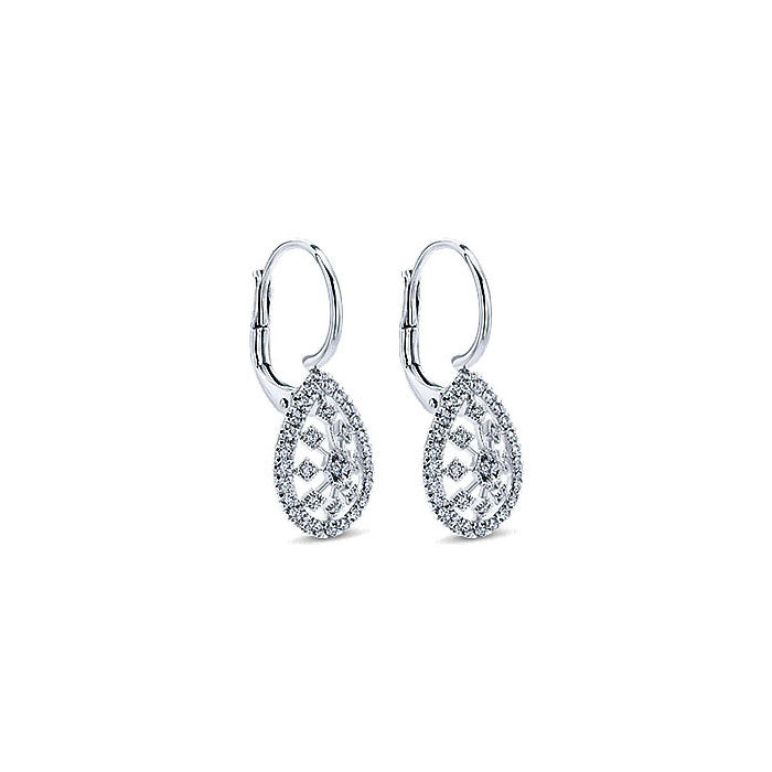 14k White Gold Diamond Drop Earrings