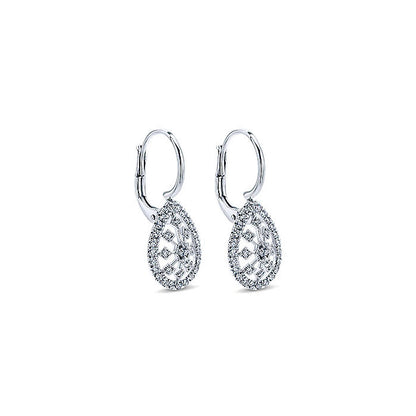 14k White Gold Diamond Drop Earrings