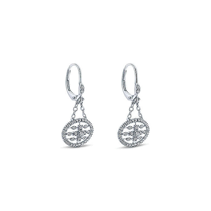14k White Gold Diamond Drop Earrings