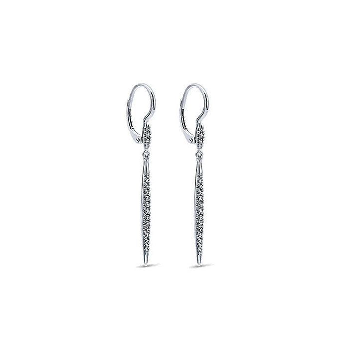 14k White Gold Diamond Drop Earrings