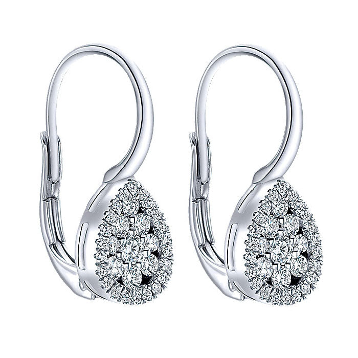 14k White Gold Diamond Drop Earrings