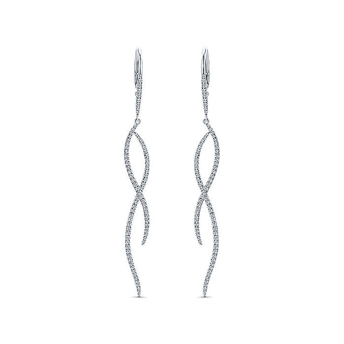 14k White Gold Diamond Drop Earrings
