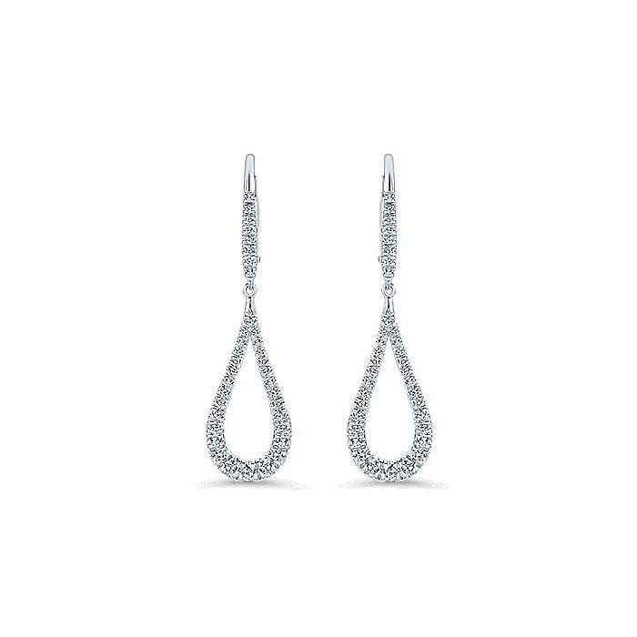 14k White Gold Diamond Drop Earrings