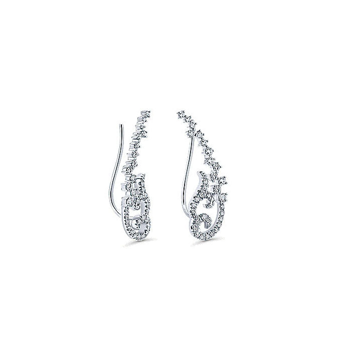 14k White Gold Diamond Earcuffs Earrings