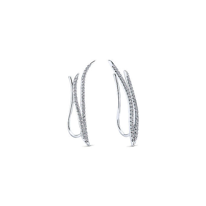14k White Gold Diamond Earcuffs Earrings