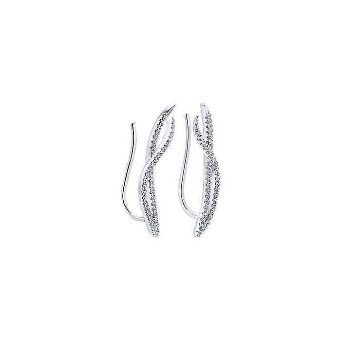 14k White Gold Diamond Earcuffs Earrings