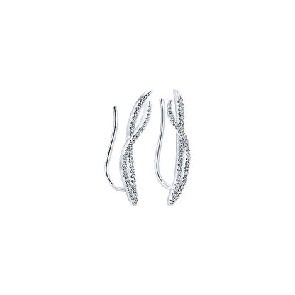 14k White Gold Diamond Earcuffs Earrings