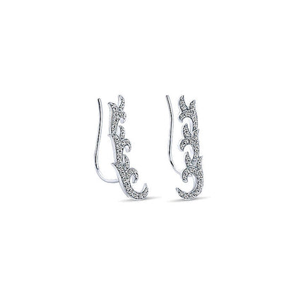 14k White Gold Diamond Earcuffs Earrings
