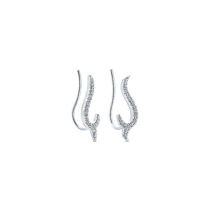 14k White Gold Diamond Earcuffs Earrings