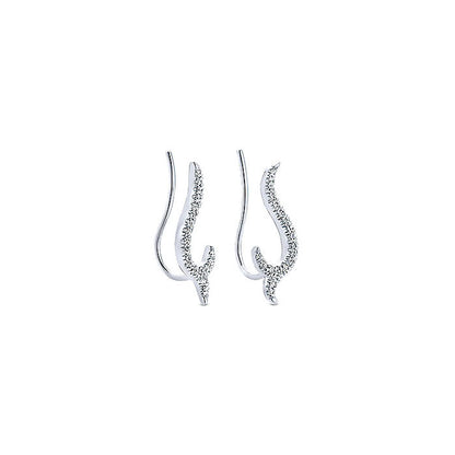 14k White Gold Diamond Earcuffs Earrings