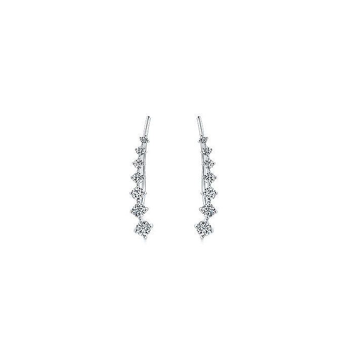 14k White Gold Diamond Earcuffs Earrings