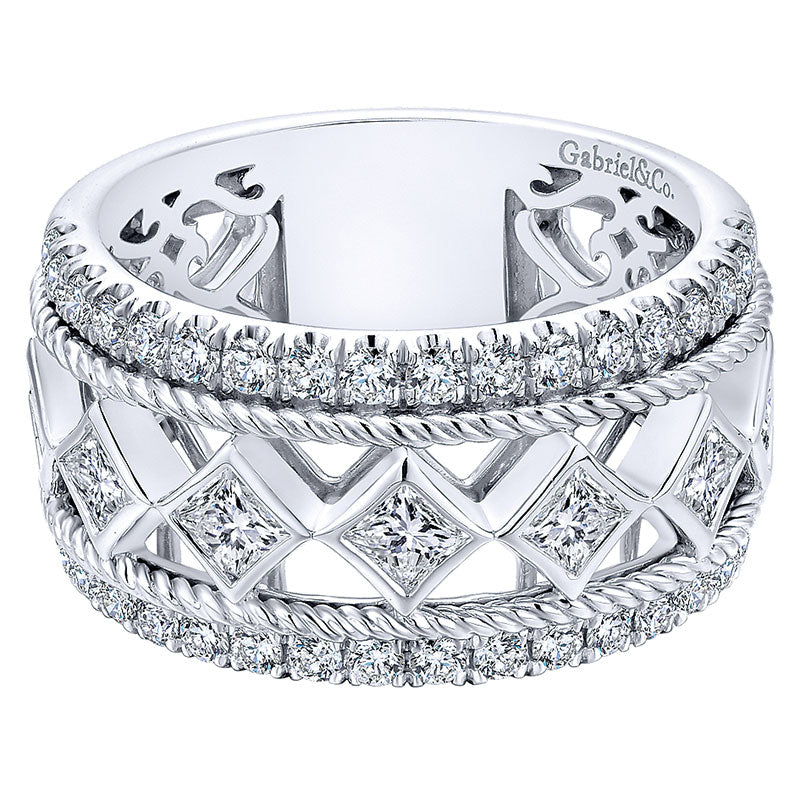 Anniversary Band 14k White Gold Diamond Fancy