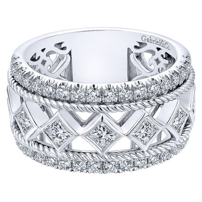 Anniversary Band 14k White Gold Diamond Fancy