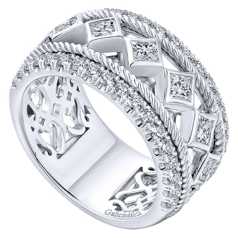 Anniversary Band 14k White Gold Diamond Fancy