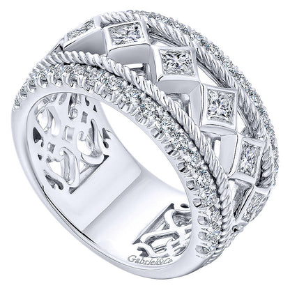 Anniversary Band 14k White Gold Diamond Fancy