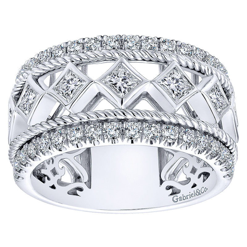 Anniversary Band 14k White Gold Diamond Fancy