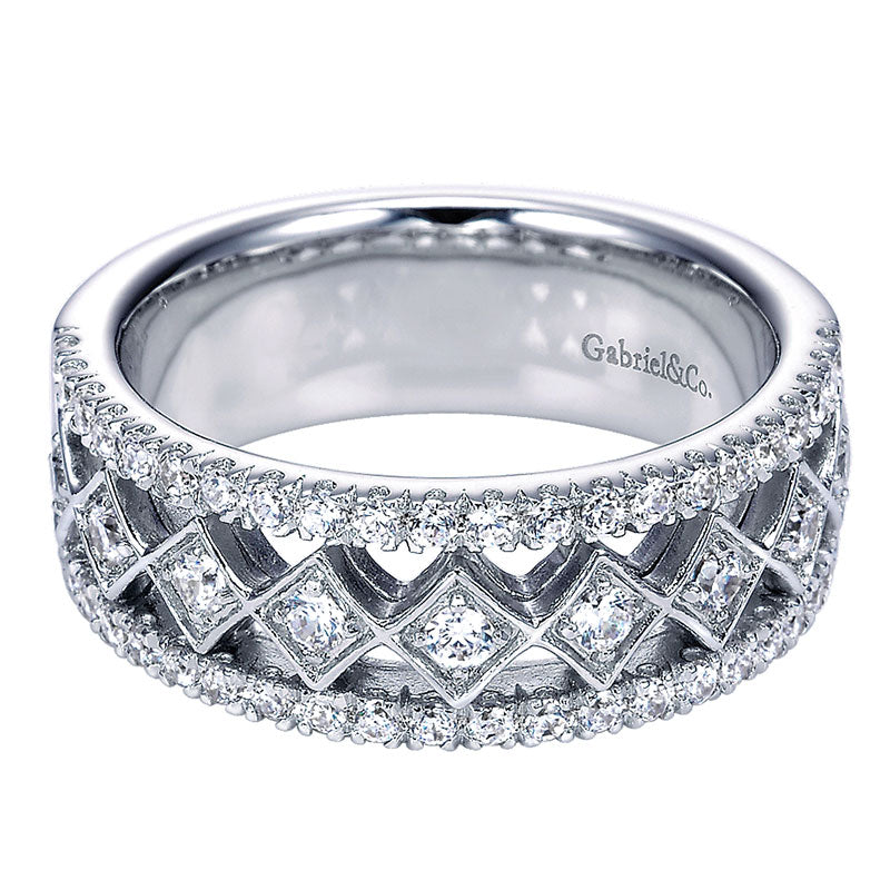 Anniversary Band 14k White Gold Diamond Fancy