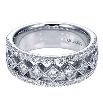 Anniversary Band 14k White Gold Diamond Fancy