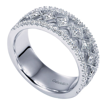 Anniversary Band 14k White Gold Diamond Fancy
