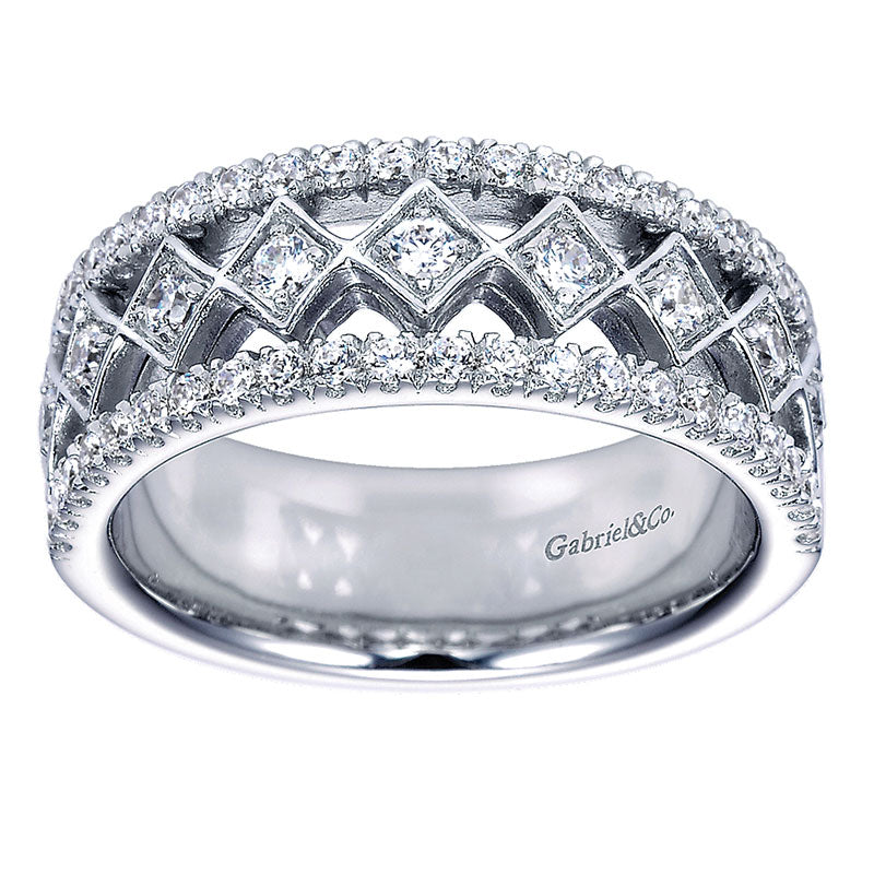 Anniversary Band 14k White Gold Diamond Fancy