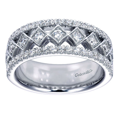Anniversary Band 14k White Gold Diamond Fancy