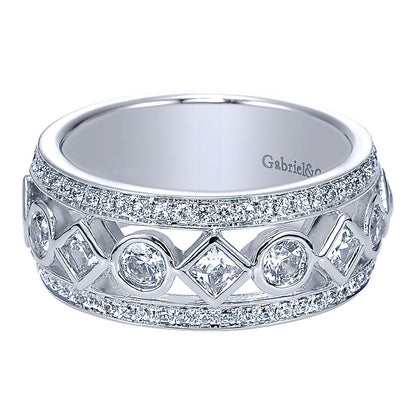 Anniversary Band 14k White Gold Diamond Fancy