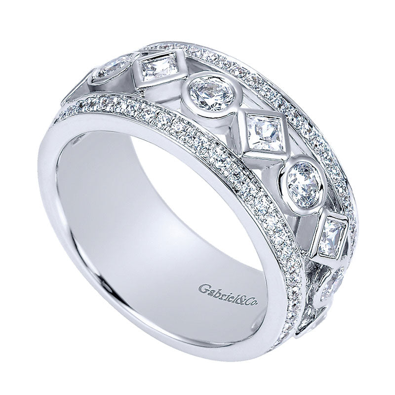 Anniversary Band 14k White Gold Diamond Fancy