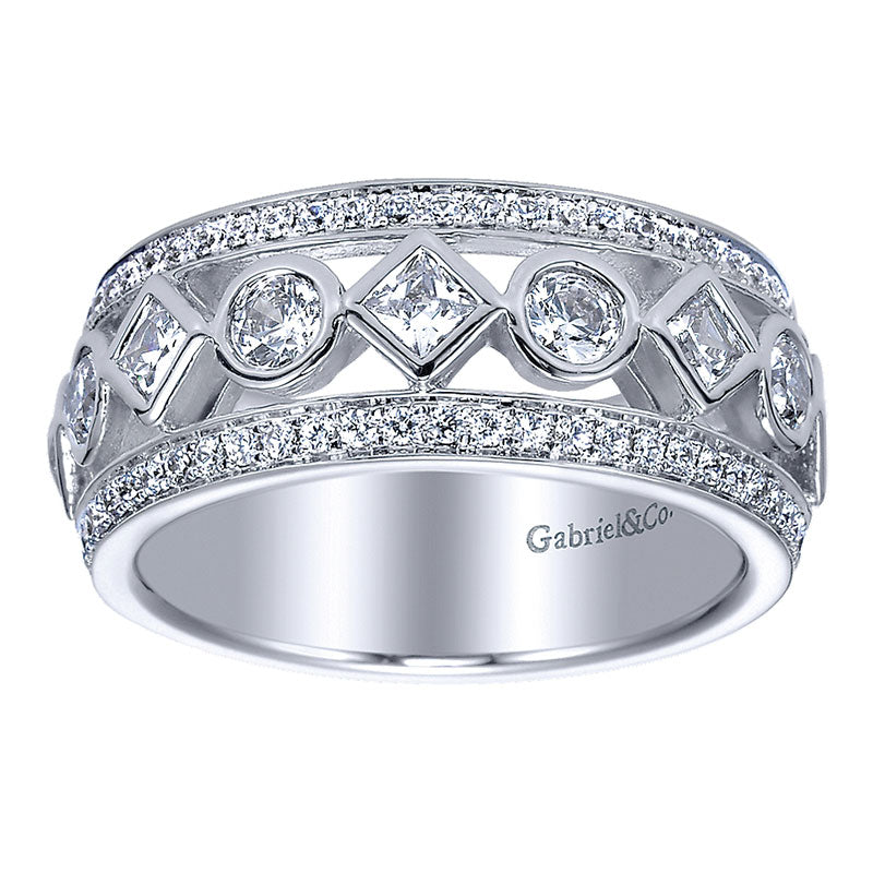 Anniversary Band 14k White Gold Diamond Fancy
