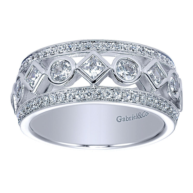 Anniversary Band 14k White Gold Diamond Fancy