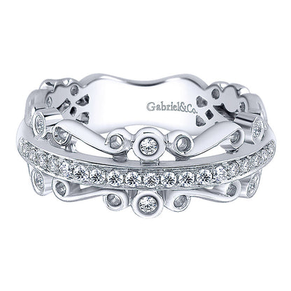 Anniversary Band 14k White Gold Diamond Fancy