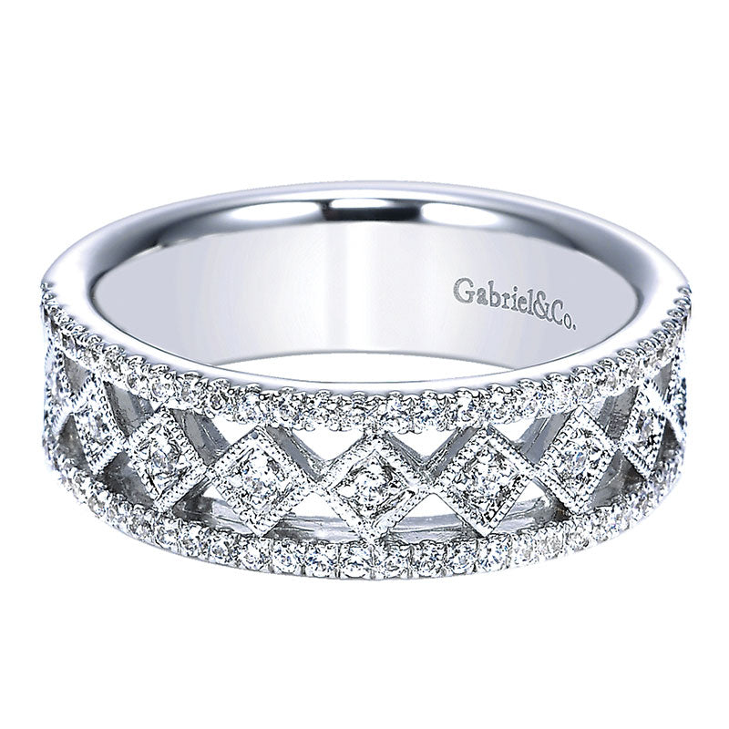 Anniversary Band 14k White Gold Diamond Fancy