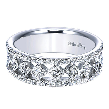 Anniversary Band 14k White Gold Diamond Fancy