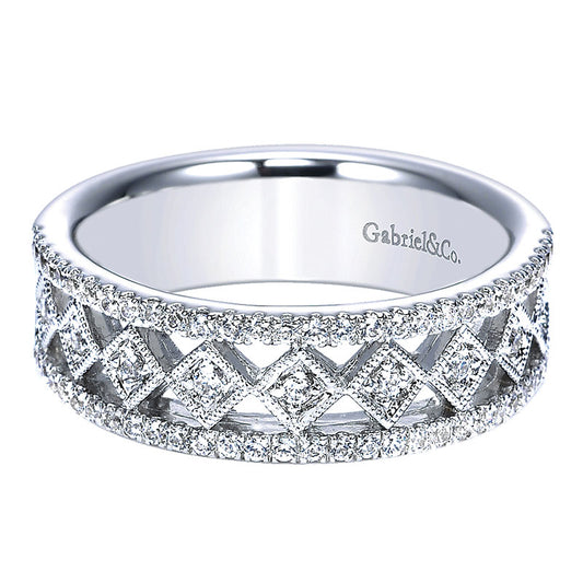 Anniversary Band 14k White Gold Diamond Fancy