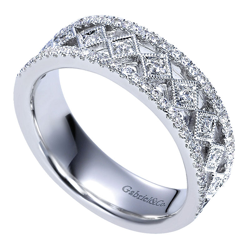 Anniversary Band 14k White Gold Diamond Fancy