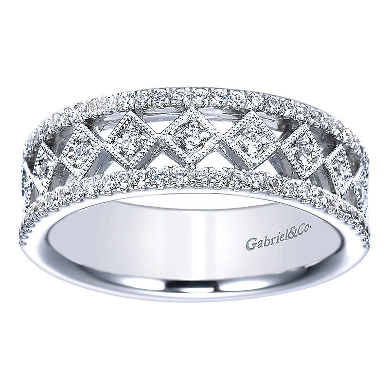 Anniversary Band 14k White Gold Diamond Fancy