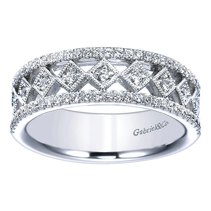 Anniversary Band 14k White Gold Diamond Fancy