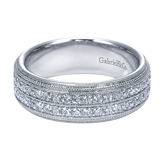 Anniversary Band 14k White Gold Diamond Fancy