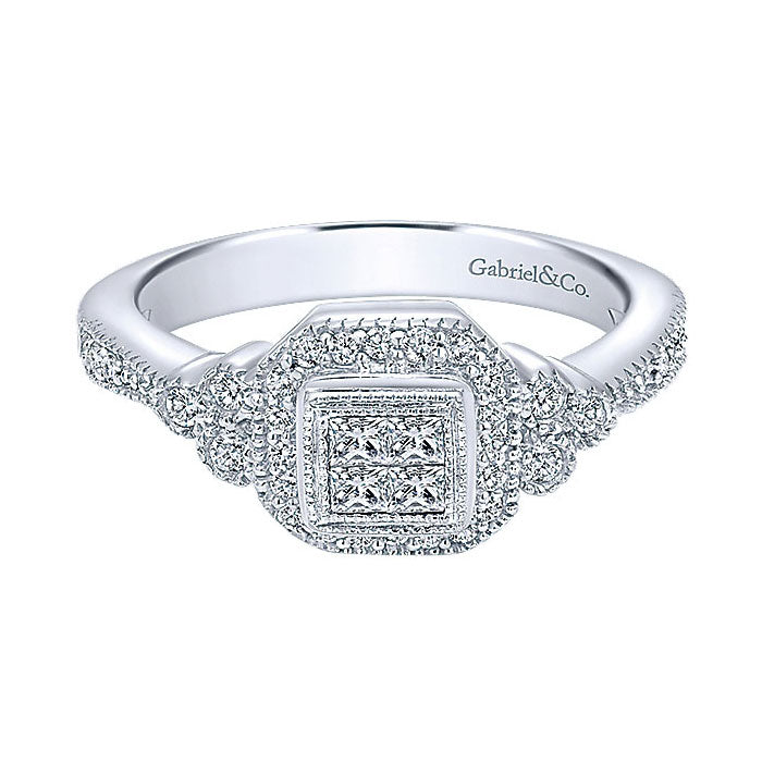 14k White Gold Diamond Fashion Ladies' Ring