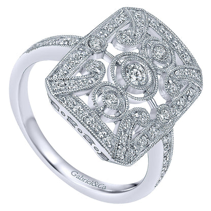 Ladies' Ring 14k White Gold Victorian Fashion