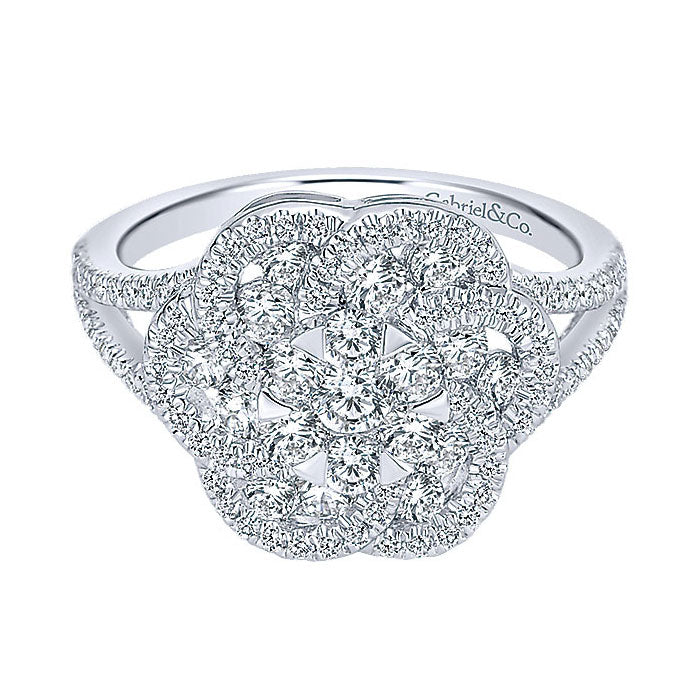 14k White Gold Diamond Fashion Ladies' Ring