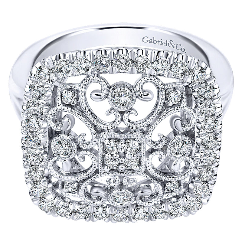 Ladies' Ring 14k White Gold Victorian Fashion