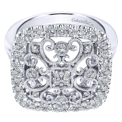 Ladies' Ring 14k White Gold Victorian Fashion
