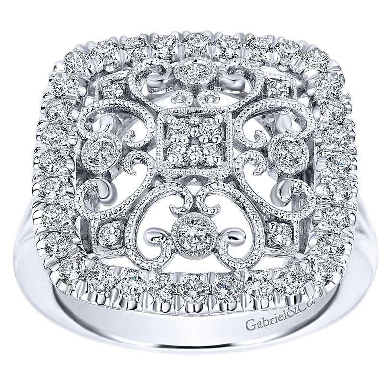 Ladies' Ring 14k White Gold Victorian Fashion