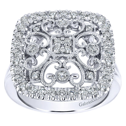Ladies' Ring 14k White Gold Victorian Fashion
